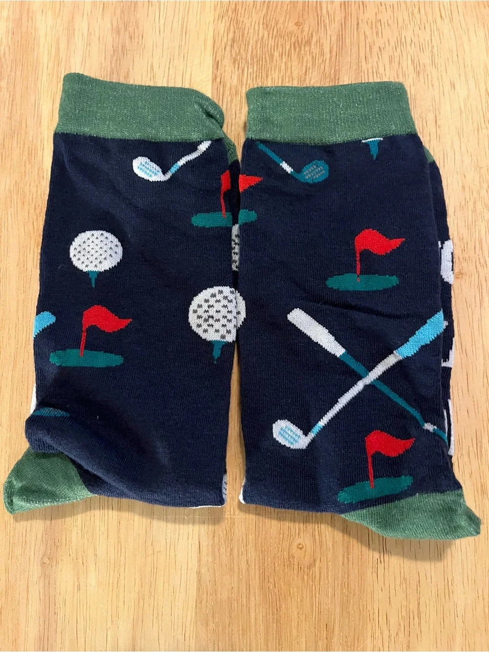 Men's Novelty Golf Socks - Navy & Green